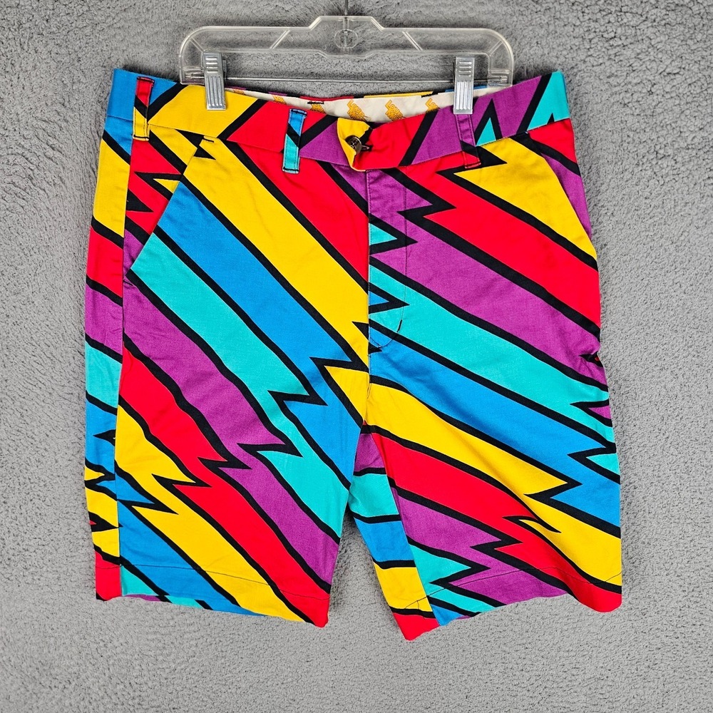 Loudmouth Golf Shorts Men's 34 Saw Tooth Pattern AOP Mid-Rise